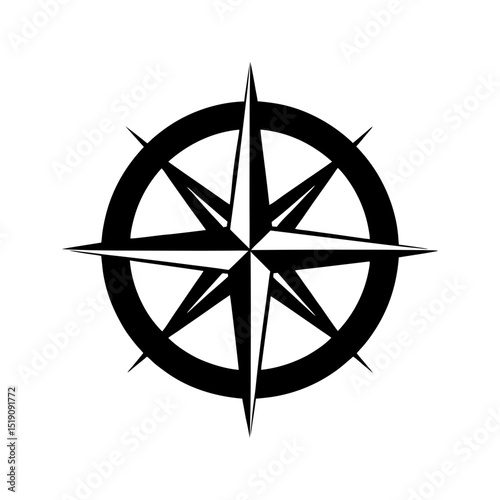 Direction Black Compass Artwork on White Background Graphic