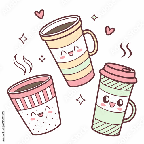 Cute Coffee Characters – Kawaii Mug Set