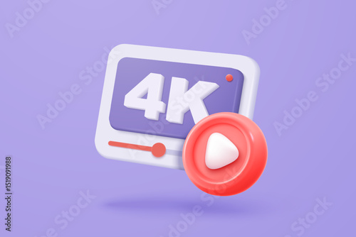 3D live stream icon on social media browser, emotion in cinema frame. Social media playing video promote the idea of passive revenue generation. 3D live entertainment icon vector render illustration