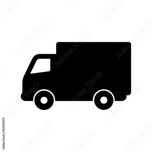 Black Delivery Truck Silhouette on White Background for Logistics Needs