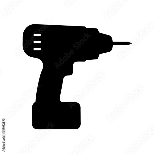 Drilling Black Drill Outline Vector on White Backdrop