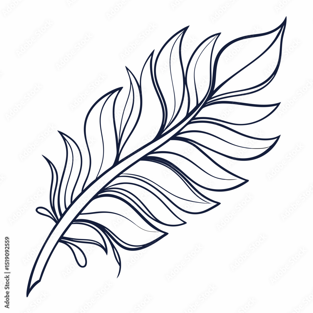 Fototapeta premium Monoline Leaf Outline – Minimalist Nature Art