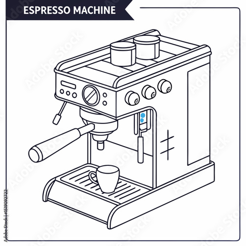 Espresso Machine Sketch – Technical Blueprint