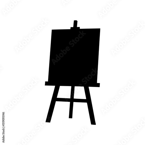 Art Black Easel Outline Vector Illustration on White