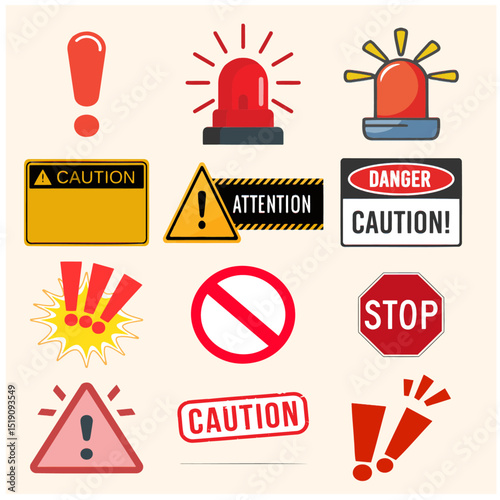 Common Caution Symbols Vector Set 2