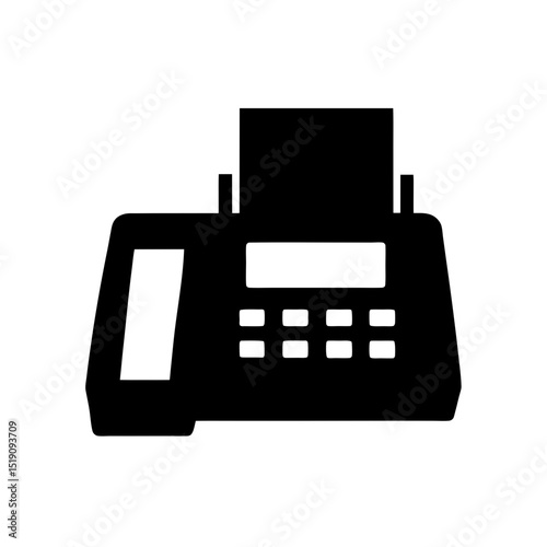 Sending Black Fax Machine Outline Vector Image on White