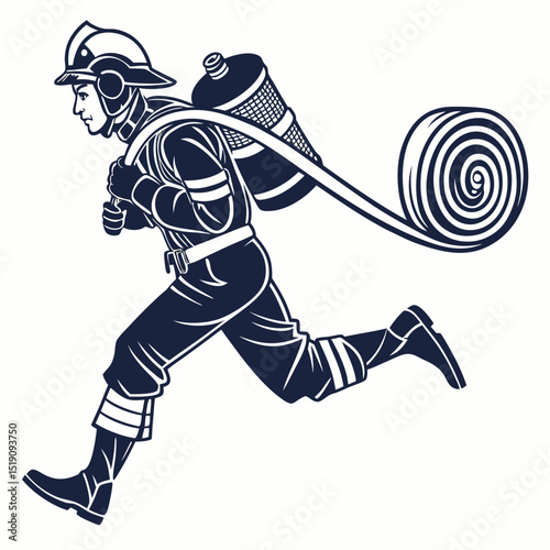 pose of Firefighter silhouette vector illustration