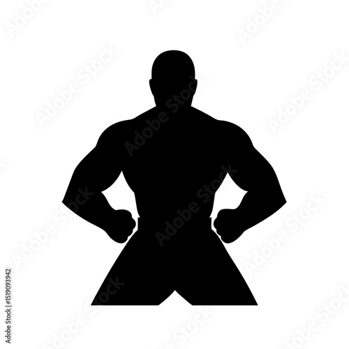Combat Black Fighter Outline Vector Graphic on White Space