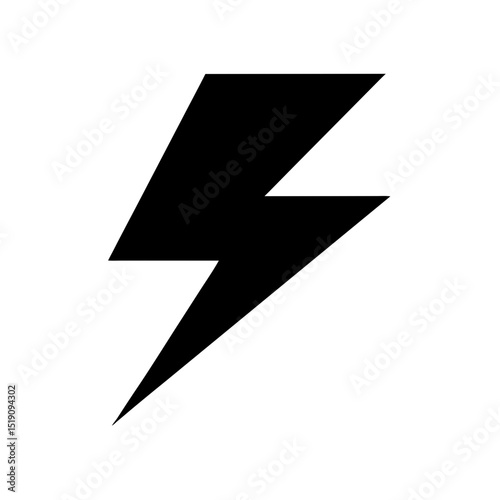 Lightening Black Flash Outline Vector Image on White