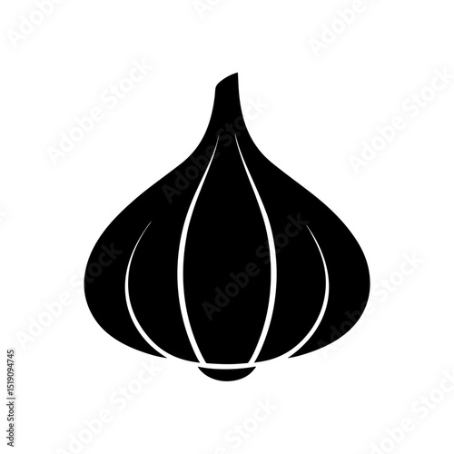 Healthy Black Garlic Outline Vector on White Backdrop