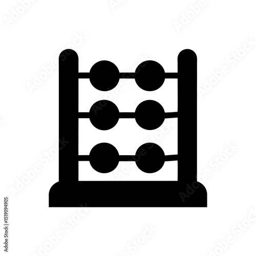 Math Black Abacus Outline Vector Graphic on White Space