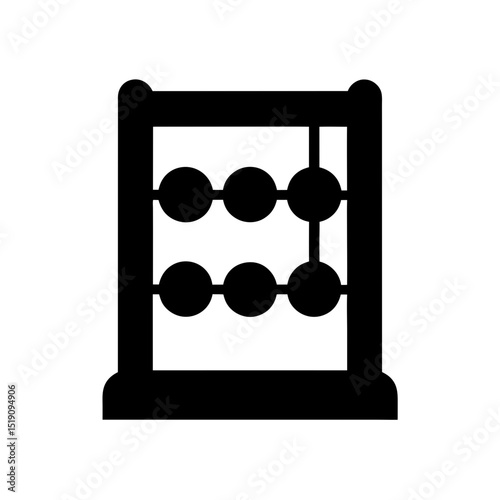 Counting Tool Black Abacus Outline Vector Illustration on White