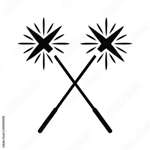 Crossed Sparklers Icon Isolated on White Background