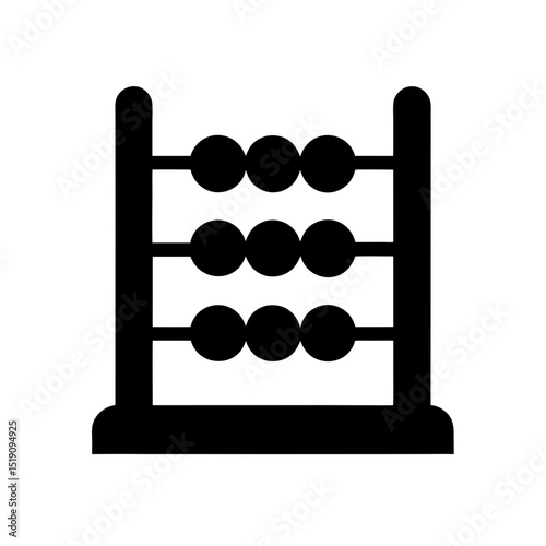 Learning Black Abacus Outline Vector Graphic on White Space