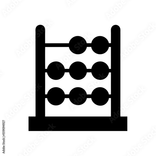 Educational Black Abacus Outline Vector Illustration on White