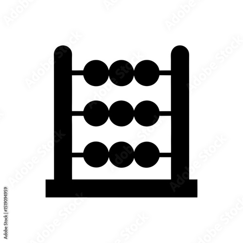 Counting Black Abacus Outline Vector Graphic on White Space