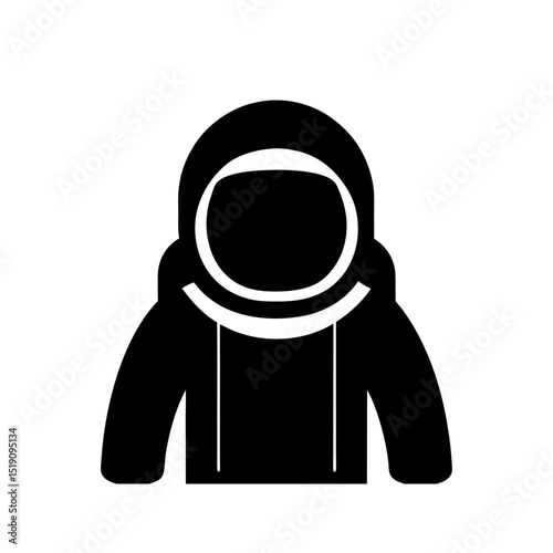 Outer Space Black Astronaut Outline Vector Graphic on White Space