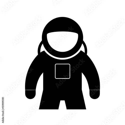 Cosmic Black Astronaut Outline Vector Illustration on White