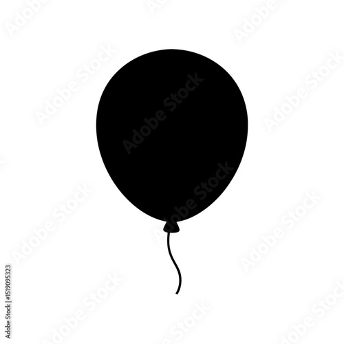 Party Black Balloon Outline Vector Graphic on White Space