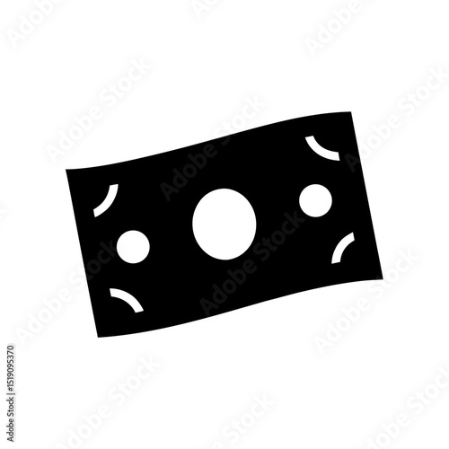 Wealth Black Banknote Outline Vector Illustration on White
