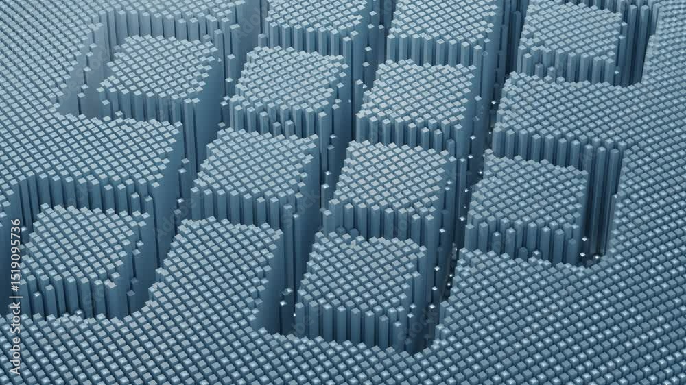 digital cube 3d column animation