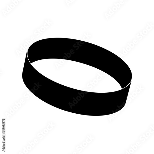 Fashionable Black Bracelet Outline Vector Illustration on White