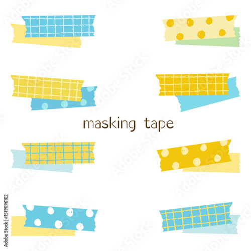 さわやかな水色と黄色のマスキングテープセット