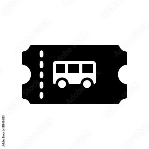 Transit Black Bus Ticket Outline Vector Illustration on White