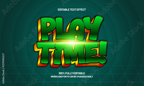 play time editable text effect with a game and kids text style