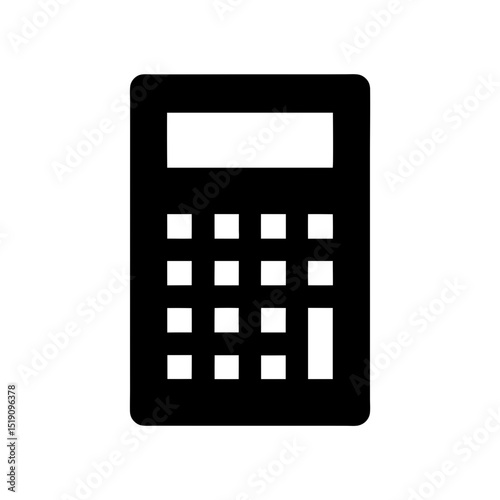 Office Black Calculator Outline Vector Image on White