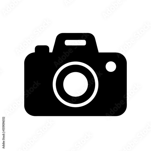 Professional Black Camera Outline Vector Image on White