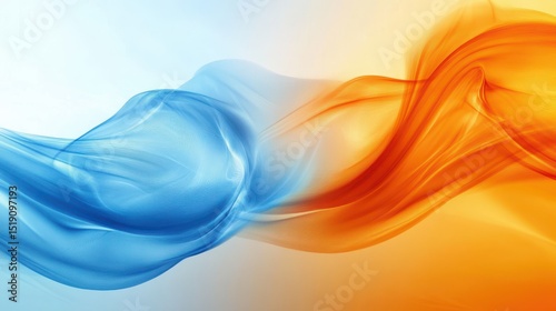 Flowing blue and orange silk ribbon style abstract design. Concept for balance, opposition, or even temperature control.