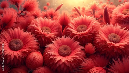 Vibrant Red Blooms
A Field of Fluffy Flowers, feathery flowers with feathery leaves 