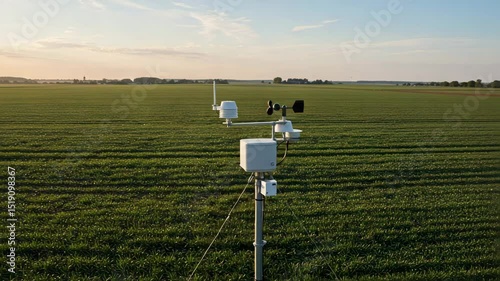 Agricultural Weather Station in Green Field