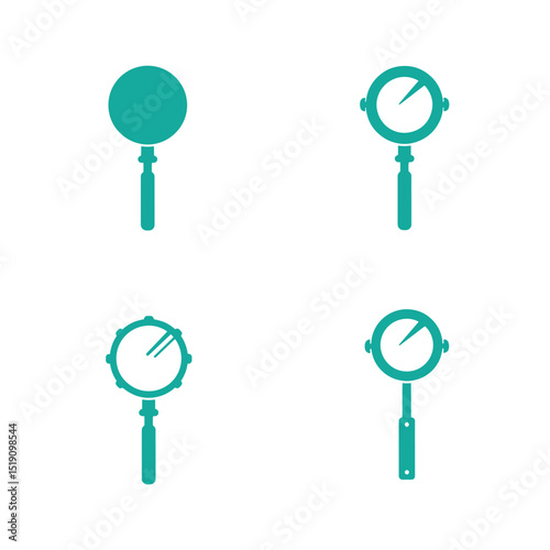 Abstract teal magnifying glass symbols representing research search concepts and ideas