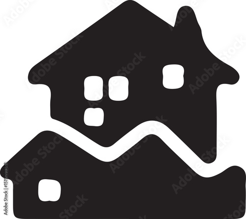 Real Estate Icon – two houses symbol, home investment, property logo, realty graphic, real estate business, mortgage icon, housing development, residential units