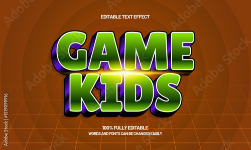 game kids editable text effect with a game and kids text style