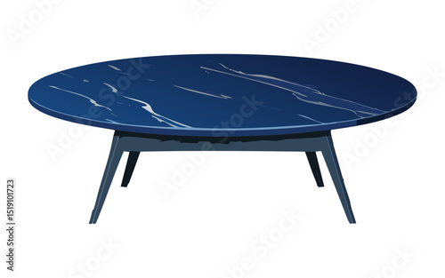 Contemporary Dark Blue Oval Coffee Table