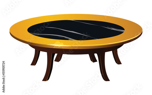 Luxury Black Gold Trim Oval Table