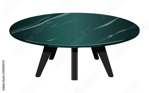 Sleek Dark Green Marble Oval Table
