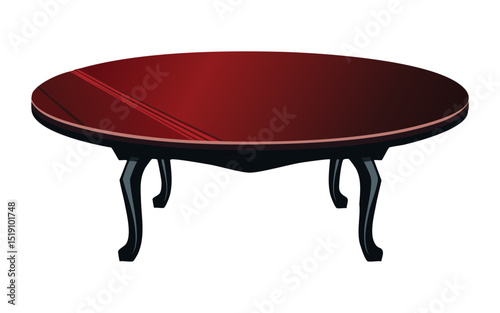 Ornate Reddish Brown Oval Coffee Table