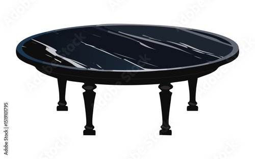 Sleek Black Marble Oval Coffee Table