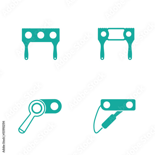 Set of four teal tool icons in simple geometric style on clean white background