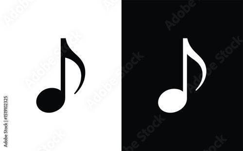 Contrasting Music Notes Black Music Note on White White Music Note on Black Background