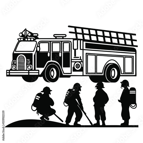 pose of Firefighter silhouette vector illustration