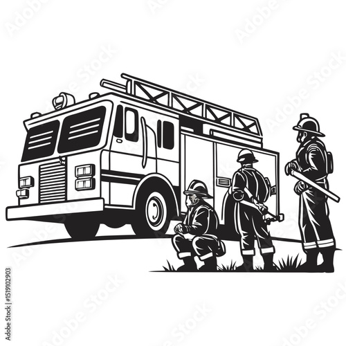 pose of Firefighter silhouette vector illustration
