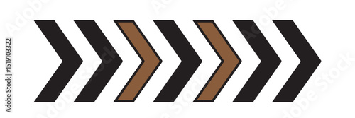 Arrow icons group. Set of black arrows symbols with blend effect. Chevron symbols. Vector isolated on white background.EPS 10