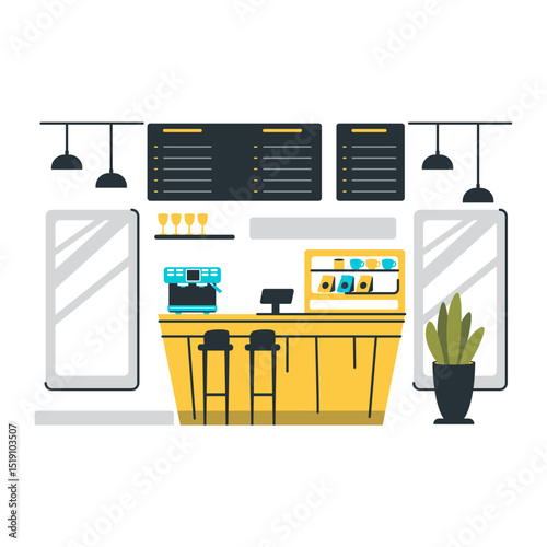 Modern Minimalist Coffee Shop Interior Design Scene