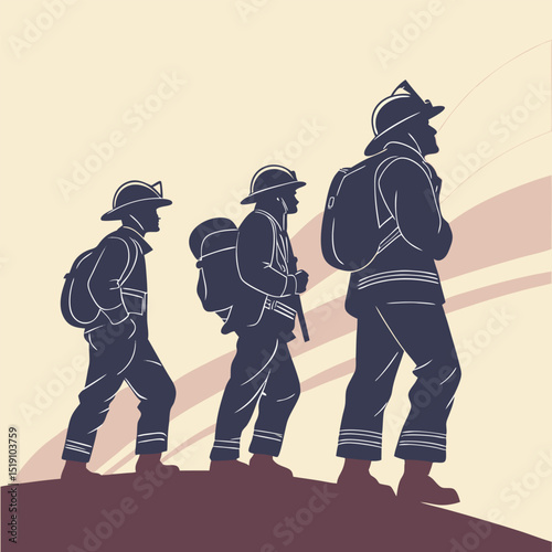 pose of Firefighter silhouette vector illustration