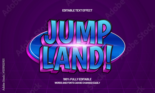 jump land editable text effect with a game and kids text style